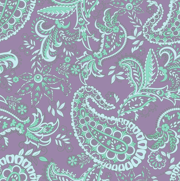 seamless ethnic pattern of paisley and decorative floral branches indian motif