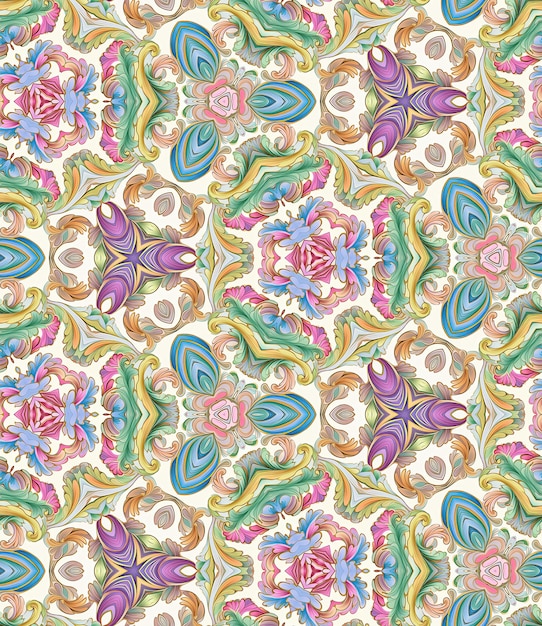 seamless fantasy botanical floral geometric