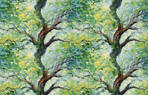 seamless figure plants trees animals oil paintings palette knife