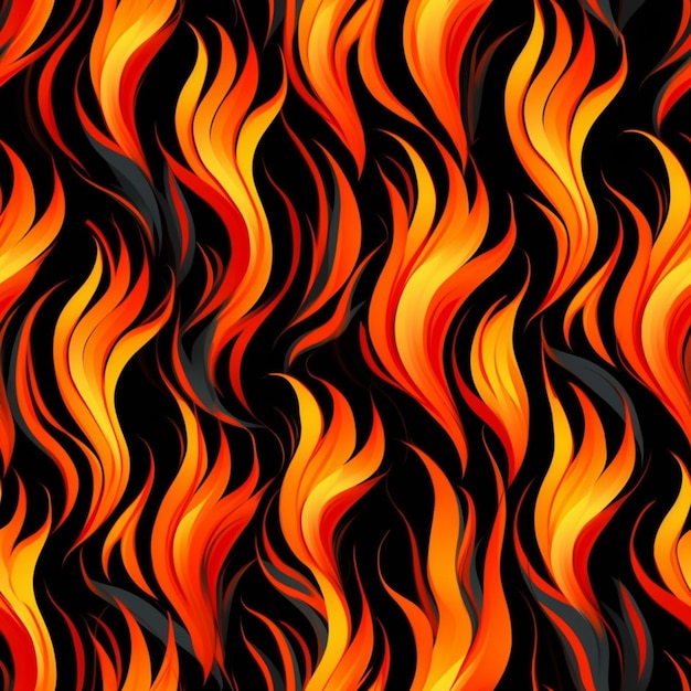 A seamless fire flame background with black and orange flames generative ai