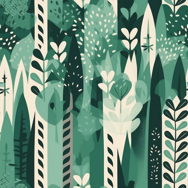 緑の自然のベクトル スタイル イメージのシームレスなフラット イラスト