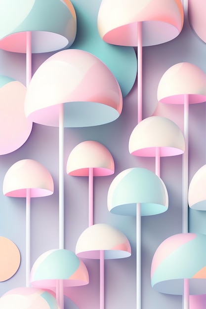 Seamless flat pattern with mushrooms