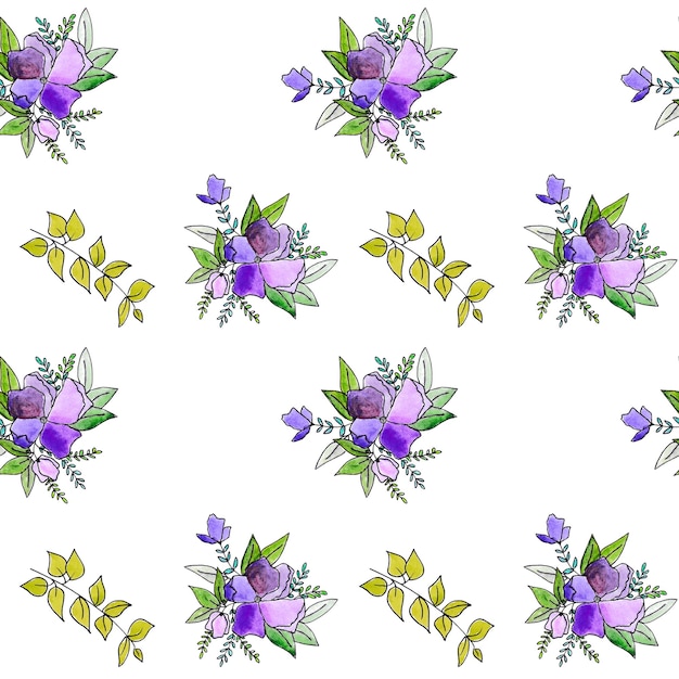 Seamless floral background Hand drawn flowers pattern