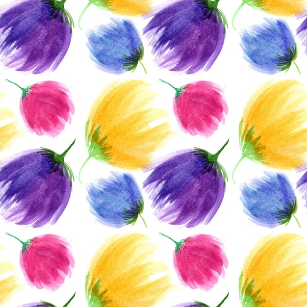 Seamless floral background watercolor tulips bright flowers
painting floral repeat pattern