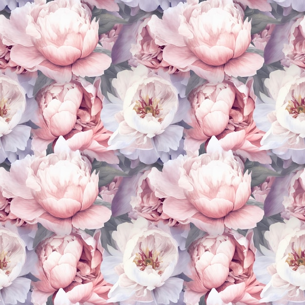 Seamless floral background with peony flowers