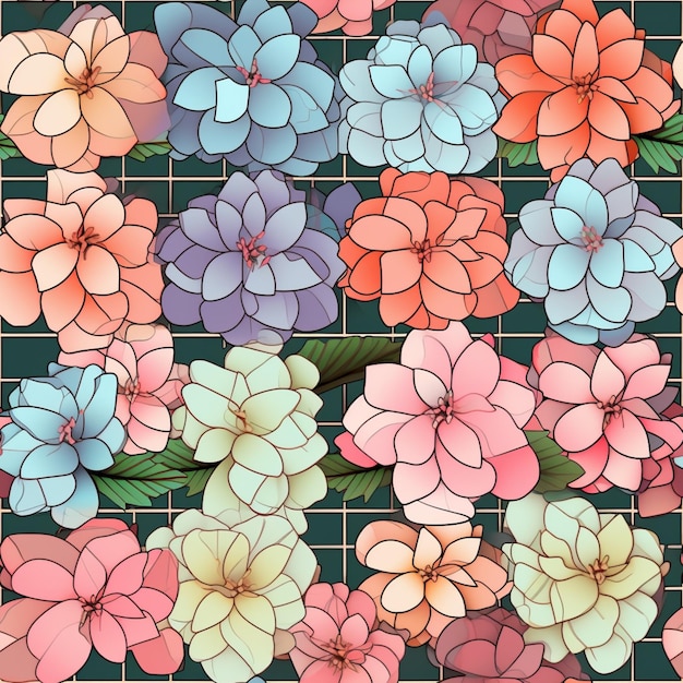 Seamless floral background with pink generative ai