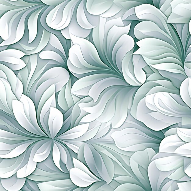 Photo seamless floral background with white flowers and leaves generative ai