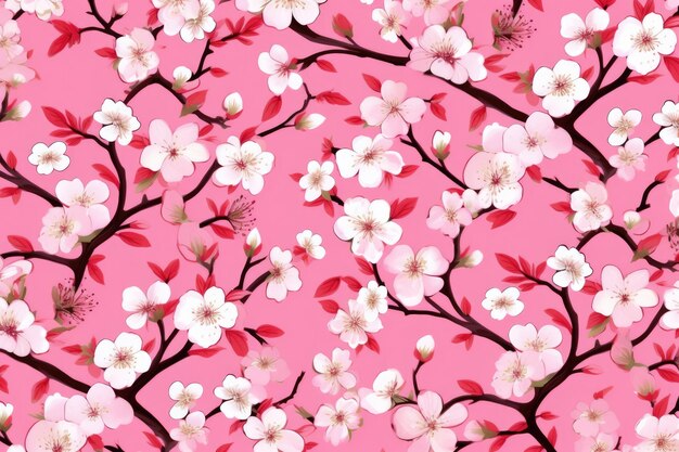 Photo seamless floral blossom flowers spring nature sakura wallpaper texture illustration pattern design background