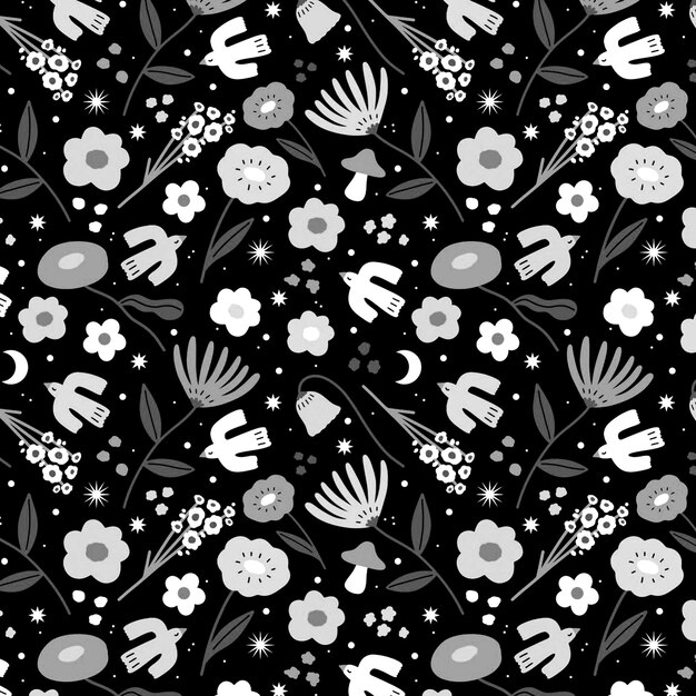 seamless floral doodle background design pattern illustration