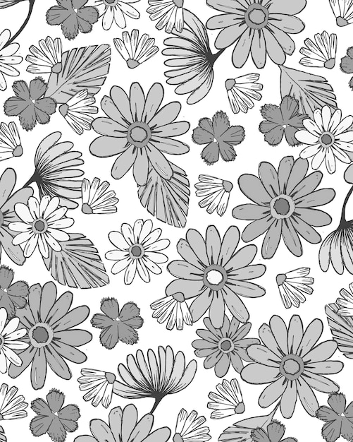 원활한 꽃 낙서 배경 디자인 패턴 그림