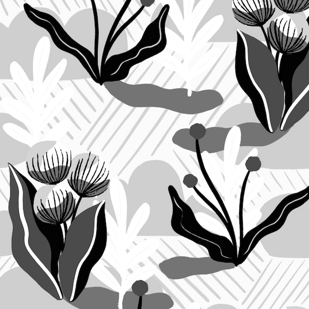 シームレスな花の落書き背景デザイン パターン図