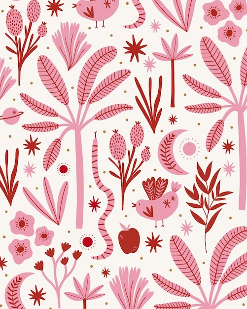 Seamless floral doodle background design xApattern illustration