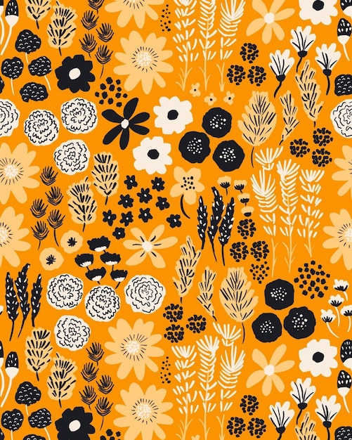 Seamless floral doodle background design xApattern illustration