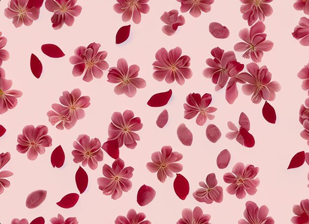 Seamless floral fabric pattern background with blooming cherry blossom flower petals for girls