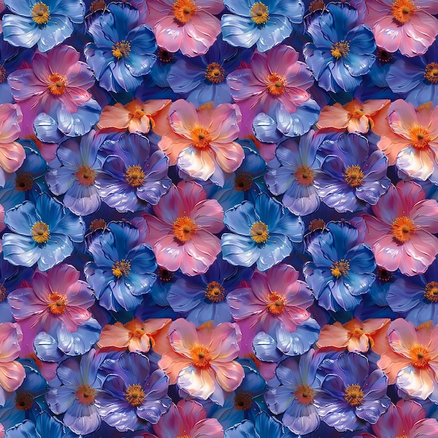 Бесшовный цветочный цветочный рисунок художественная масляная живопись