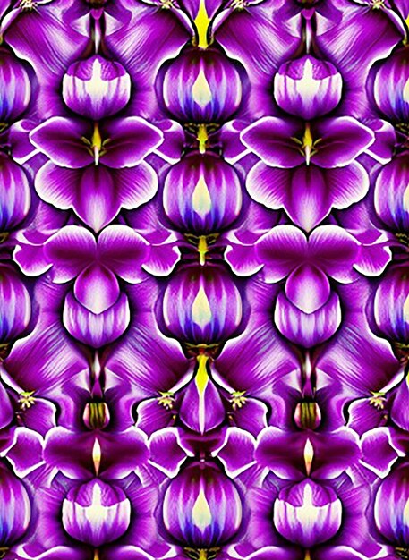 Seamless floral pattern background showcasing elegant orchids arranged in a symmetrical layout