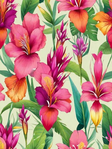 Seamless floral pattern or background with summer colors