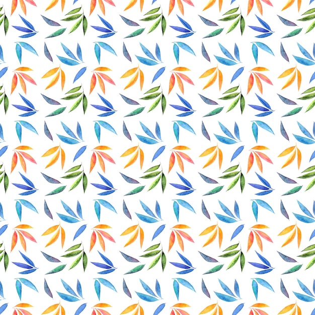 Seamless floral pattern Blue hand drawn leaves Repeat background Floral textile pattern