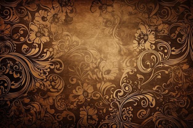 Seamless floral pattern on a brown background