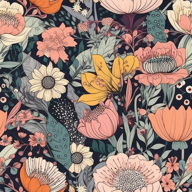 Seamless floral pattern Generative AI