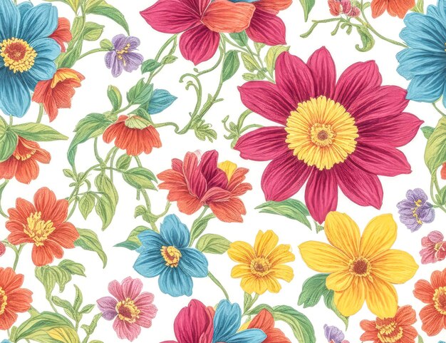 Seamless floral pattern watercolor illustration style wallpaper design