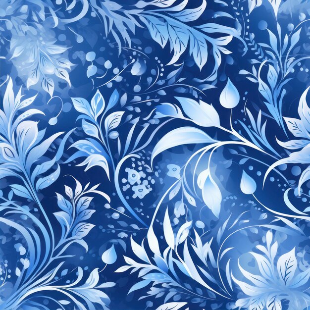 Photo seamless floral pattern with blue flowers on a blue background