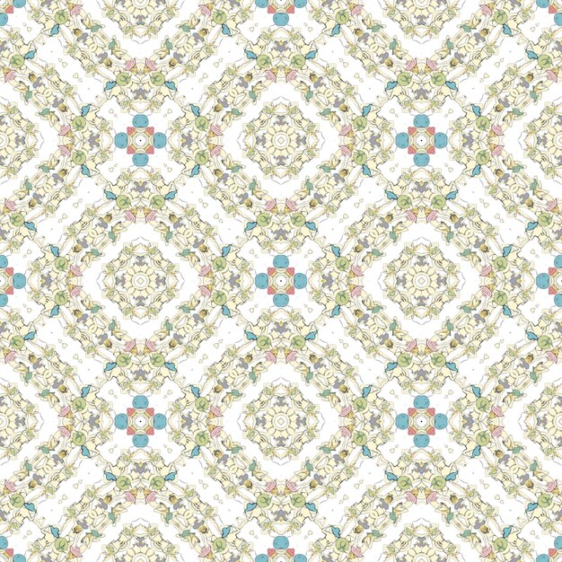 Photo seamless floral pattern with a blue and green flower.