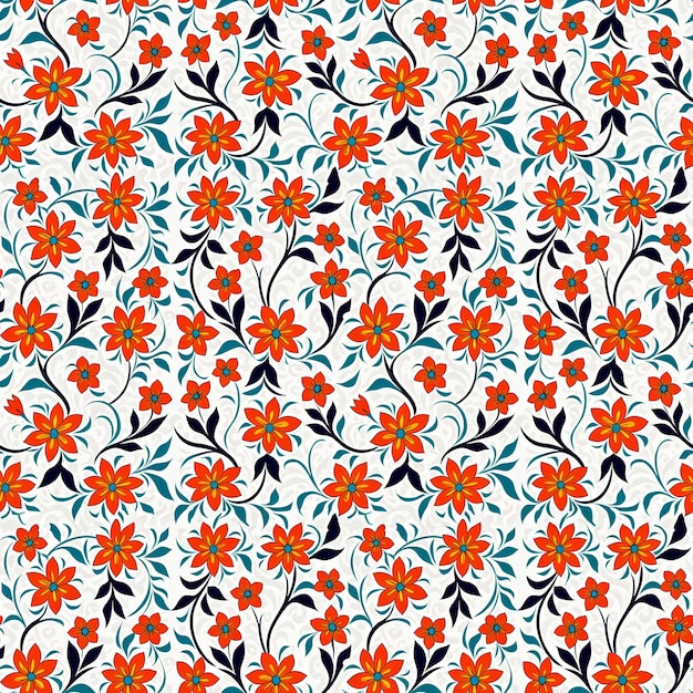 Seamless floral pattern with bright primitive patterns