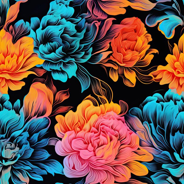 Seamless floral pattern with colorful flowers vector illustration