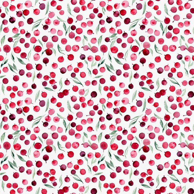 Photo seamless floral pattern with cranberries on a white background