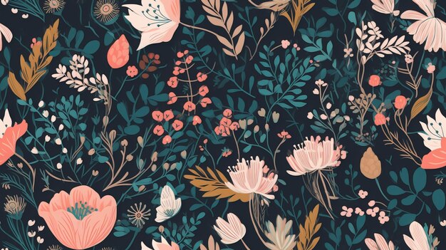 Seamless Floral Pattern with Dainty Flowers and Bold Blossoms