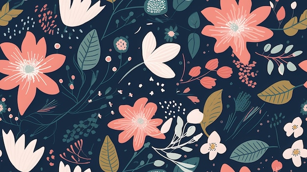 Seamless Floral Pattern with Dainty Flowers and Bold Blossoms