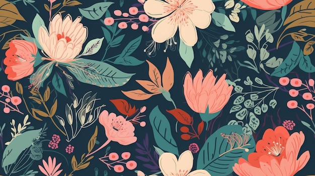 Seamless Floral Pattern with Dainty Flowers and Bold Blossoms