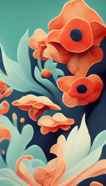 꽃 수채화 디지털 그림 복사 공간 개념 원활한 꽃 패턴 디지털 마케팅에 대 한 소셜 미디어 배너 현대 배경 포스트 템플릿 손으로 그린 개념
