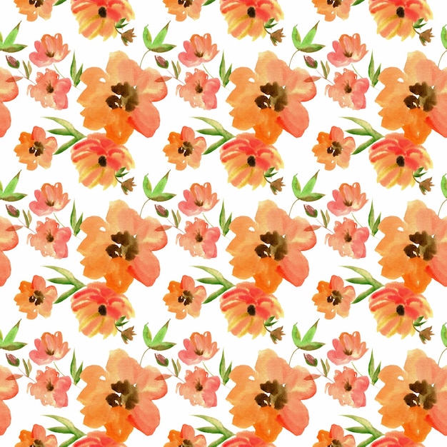 Seamless floral pattern with hand painted watercolor flowers