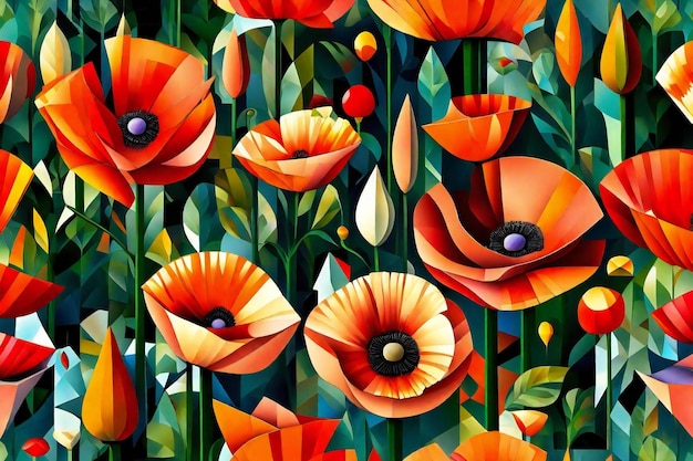Seamless floral pattern with poppies