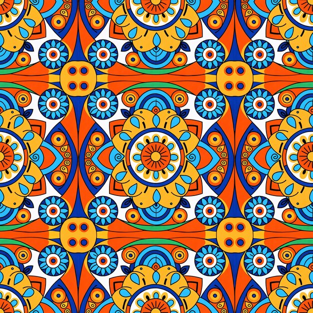 Seamless floral pattern with primitive elements