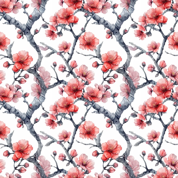 Seamless floral pattern with on a white background