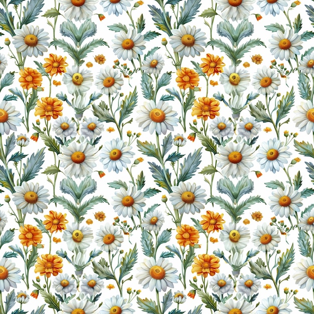 Seamless floral pattern with on a white background