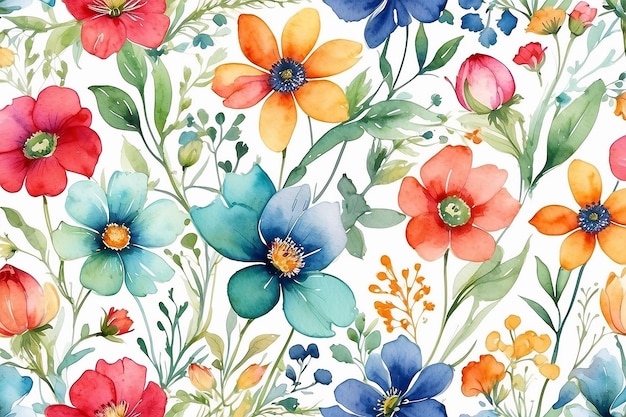 Seamless floral patternbeautiful wallpaper with colorful flowerswatercolor