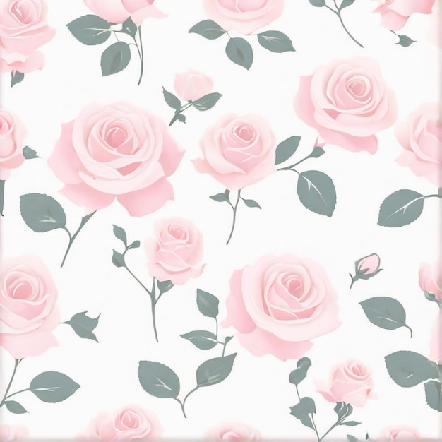 Seamless floral patterns with pink roses on the pink background