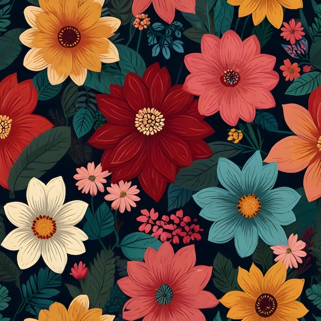 Seamless floral qauv digital wallpaper