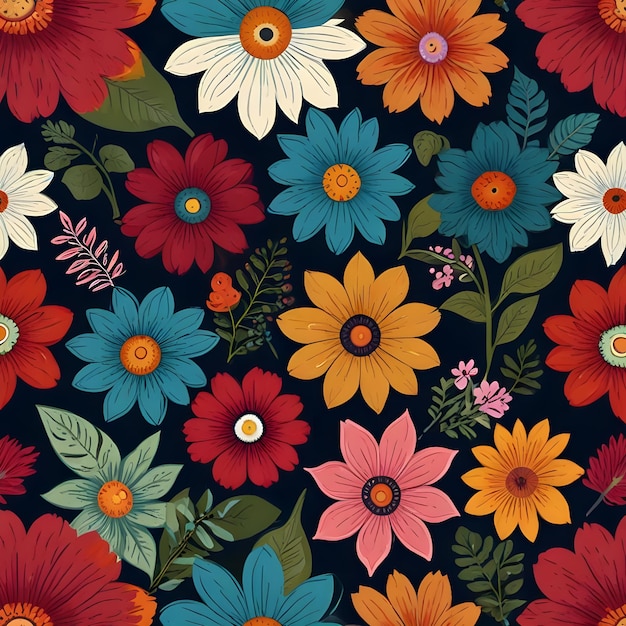 Seamless floral qauv digital wallpaper