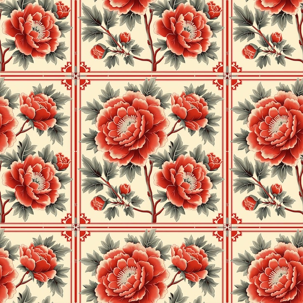 Seamless floral tapestry pattern in the style of Chinese