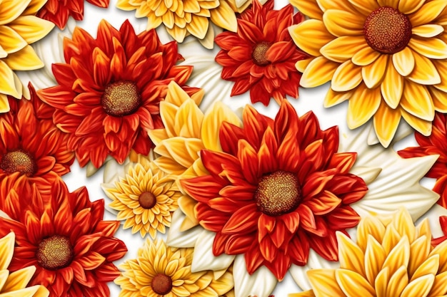 Seamless Flowers Pattern Ai generative