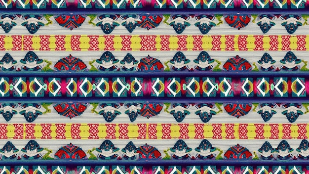 Photo seamless folk art pattern with bold colors texture mexicans embroidery