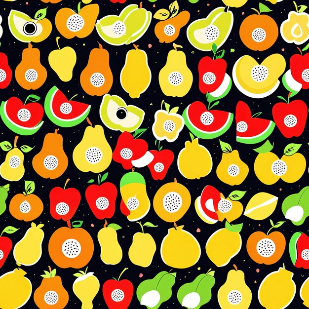 Photo seamless fruit pattern on a black background