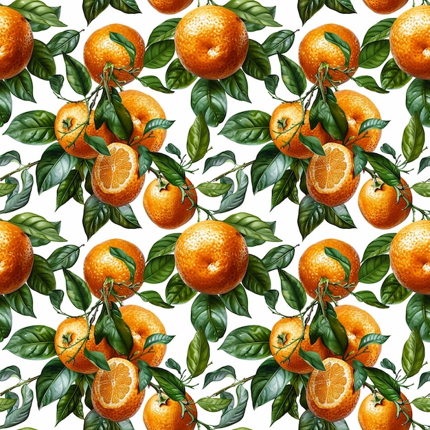 Seamless fruit pattern with oranges