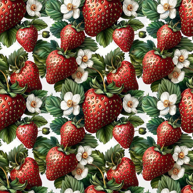 Seamless fruit pattern with strawberries