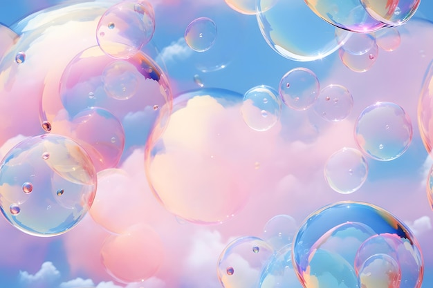 Photo seamless fullframe background and texture of colorful soap bubbles neural network generated image